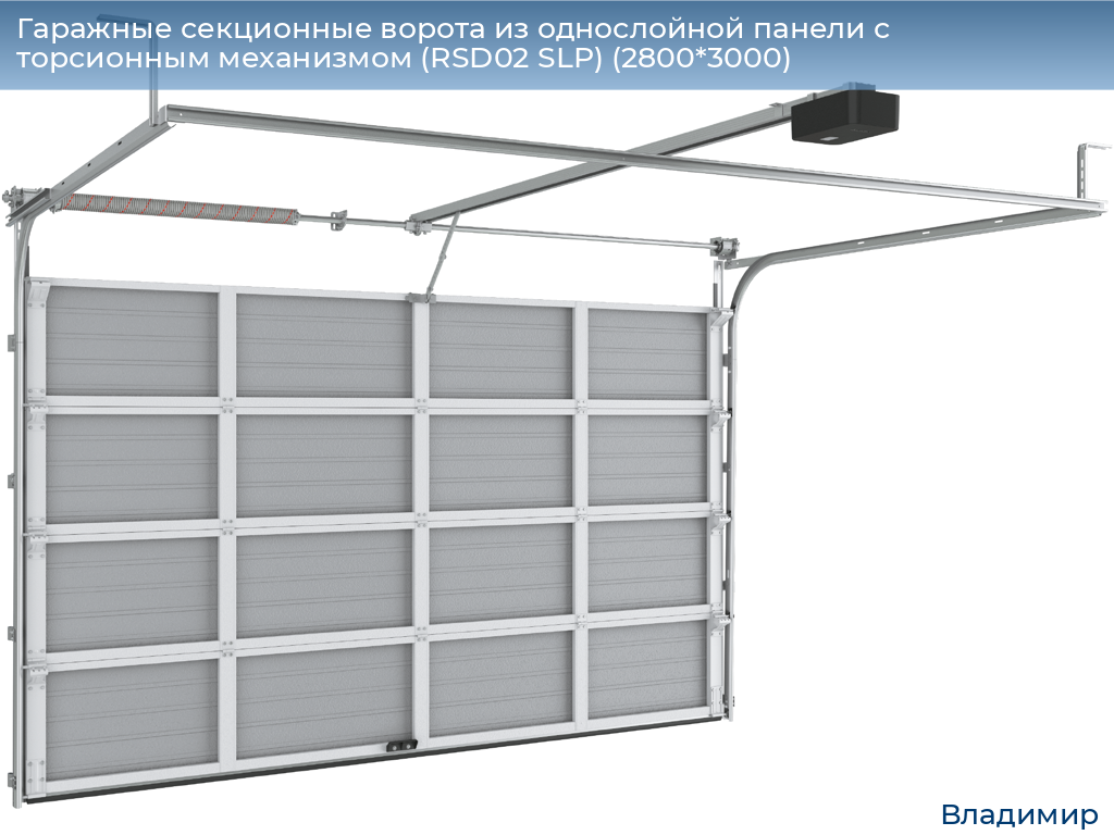 Гаражные секционные ворота из однослойной панели с торсионным механизмом (RSD02 SLP) (2800*3000), vladimir.doorhan.ru