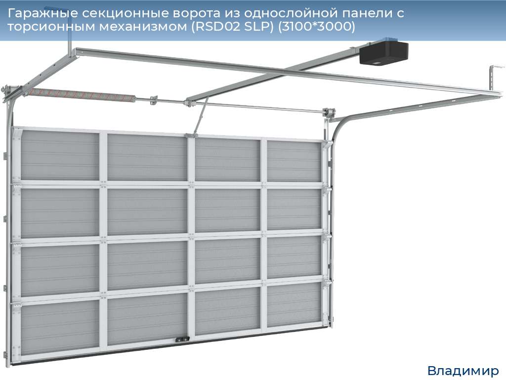 Гаражные секционные ворота из однослойной панели с торсионным механизмом (RSD02 SLP) (3100*3000), vladimir.doorhan.ru