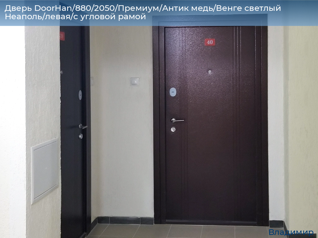 Дверь DoorHan/880/2050/Премиум/Антик медь/Венге светлый Неаполь/левая/с угловой рамой, vladimir.doorhan.ru