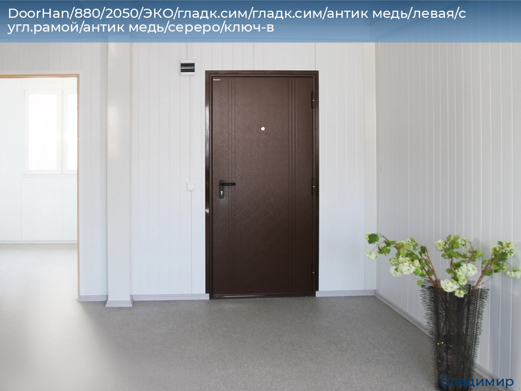 DoorHan/880/2050/ЭКО/гладк.сим/гладк.сим/антик медь/левая/с угл.рамой/антик медь/сереро/ключ-в, vladimir.doorhan.ru