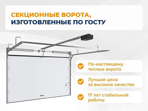 Секционные ворота 3200х2900 мм белые DoorHan RSD02, vladimir.doorhan.ru